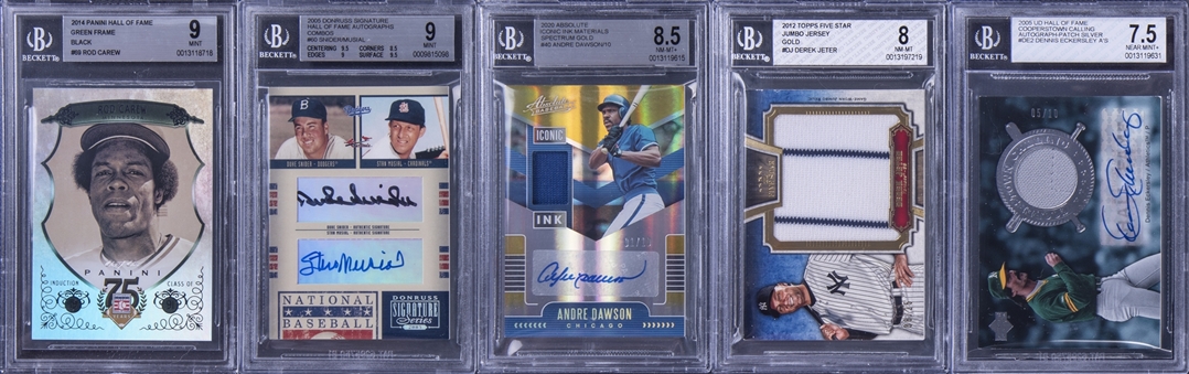 2005-20 Assorted Brands Hall of Famer BGS-Graded Card Collection (5) Including Jeter, Carew, Dawson, Eckersley, & Musial/Snider